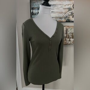 American Eagle Waffle Knit Long Sleeve Henley